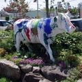 Cow statue covered in paint